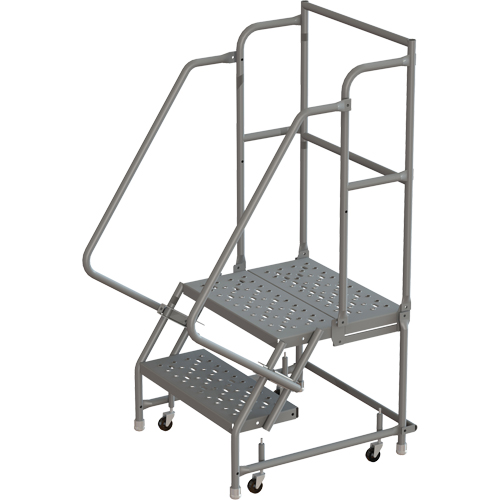 Deep Top Step Rolling Ladder, 2 Steps, 16" Step Width, 20" Platform Height, Steel R.M.G. Prévention