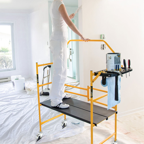 Jobsite Series 4' Safety Rail & Tool Shelf Scaffold Kit, Steel Frame, 49-1/2" D x 57-3/4" H R.M.G. Prévention