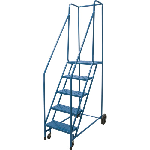 Rolling Step Ladder, 5 Steps, 18" Step Width, 46" Platform Height, Steel R.M.G. Prévention