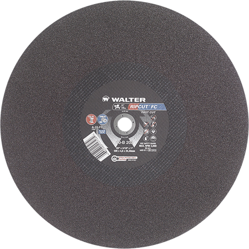 Ripcut Stainless Steel & Steel Cut-Off Wheel for Stationary Saws, 20" x 3/16", 1" Arbor, Type 1, Aluminum Oxide, 3000 RPM R.M.G. Prévention