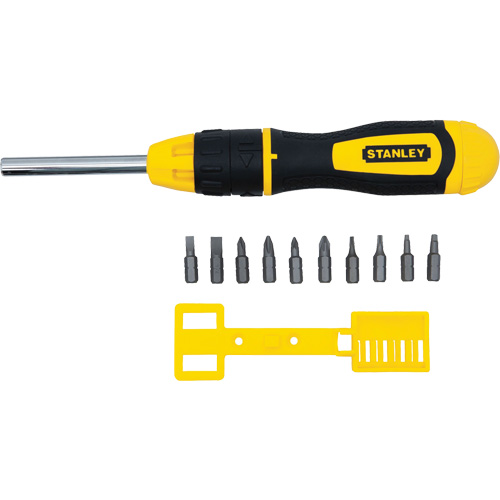 Multi-Bit Ratchet Screwdriver with 10 Bits, Cushion Grip Handle R.M.G. Prévention