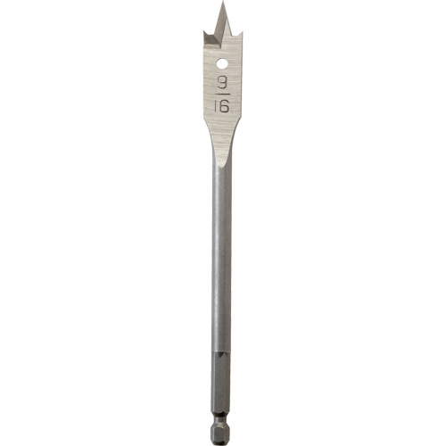 Flat Boring Bit, 9/16" Diameter, 1/4" Hex Shank, 6" Length R.M.G. Prévention