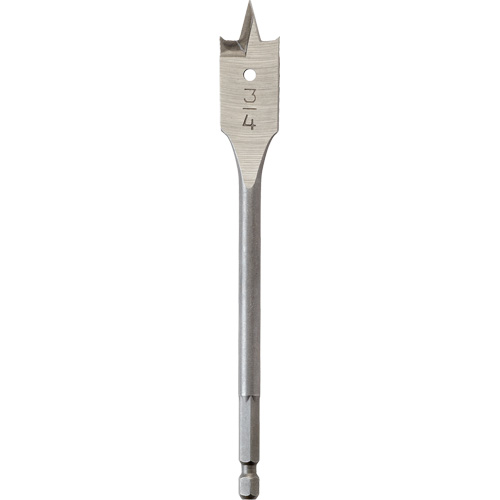 Flat Boring Bit, 3/4" Diameter, 1/4" Hex Shank, 6" Length R.M.G. Prévention