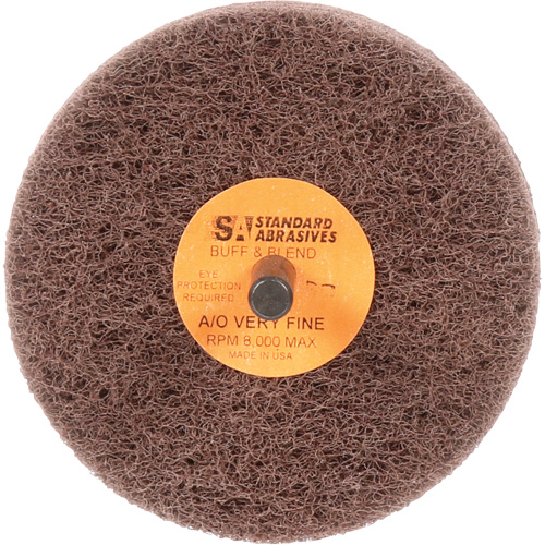Meule Buff & Blend Standard Abrasives, 3" dia. x 3" la, Arbre 1/4", Oxyde d'aluminium R.M.G. Prévention