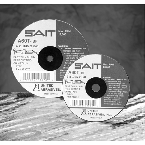 Cut-Off Wheel, 5" x 0.045", 7/8" Arbor, Type 27, Aluminum Oxide/Ceramic, 12200 RPM R.M.G. Prévention