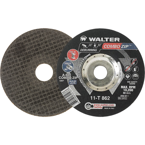 Right Angle Grinder Reinforced Cut-Off Wheels - Combo Zip, 6" x 5/64", 7/8" Arbor, Type 27 R.M.G. Prévention