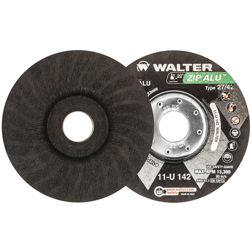 Zip Alu Cut-Off Wheel, 4-1/2" x 3/64", 7/8" Arbor, Type 27, Aluminum Oxide, 13300 RPM R.M.G. Prévention