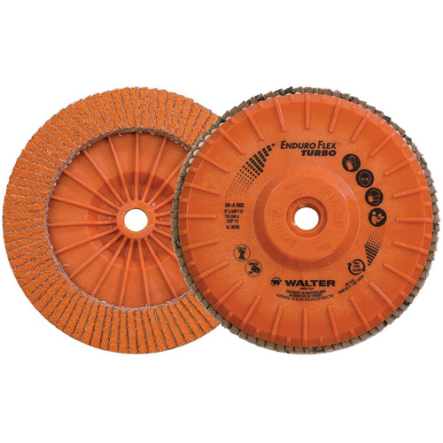 Disque &agrave; lamelles Turbo Enduro-Flex, 6" x 5/8"-11, Type 27S, Grain 36/60, C&eacute;ramique R.M.G. Prévention