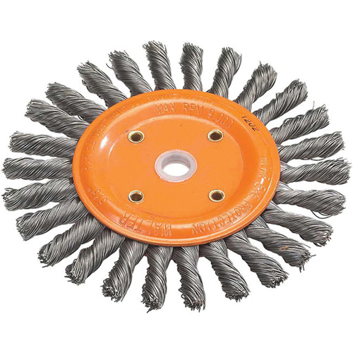 Disque &agrave; fils nou&eacute;s torsad&eacute;s d'&eacute;tabli, Dia. 6", Fils 0,0118", Arbre 5/8", Acier R.M.G. Prévention
