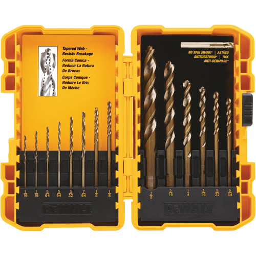 Pilot Point&reg; Drill Bit Set, 14 Pieces, High Speed Steel R.M.G. Prévention