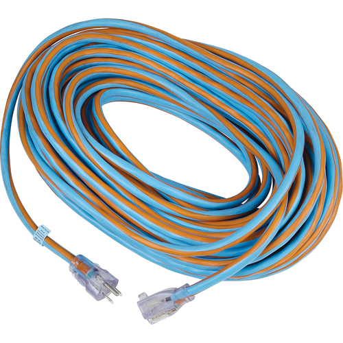 Cordon rallonge verrouillable toute saison en caoutchouc TPE Arctic Blue, Toutes saisons, SJEOW, AWG 12/3, 15 A, 100' R.M.G. Prévention