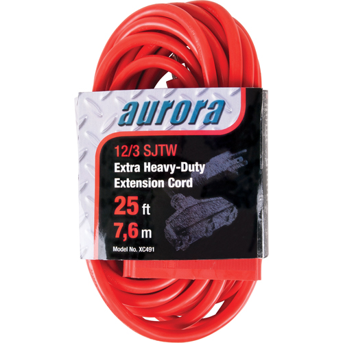 Vinyl Extension Cord, Outdoor, SJTW, 12/3 AWG, 15 A, 3 Outlet(s), 25' R.M.G. Prévention