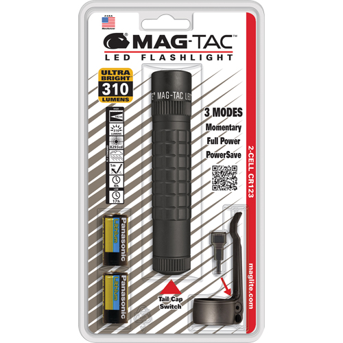 Mag-Tac Tactical Flashlights, LED, 310 Lumens, CR123 Batteries R.M.G. Prévention