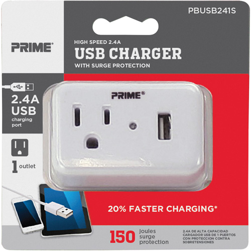 Chargeur USB Prime avec protection contre la surtension R.M.G. Prévention