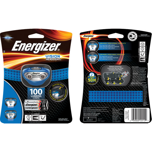 Vision Headlamp, LED, 100 Lumens, 10 Hrs. Run Time, AAA Batteries R.M.G. Prévention