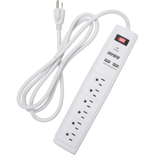 USB Charging Surge Protector, 6 Outlets, 1200 J, 1875 W, 6' Cord R.M.G. Prévention