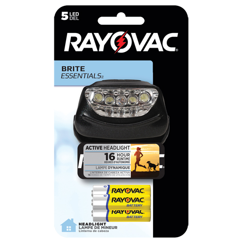Lampe frontale Brite Essentials, DEL, 14 lumens, 16 hres de fonctionnement, piles AAA R.M.G. Prévention