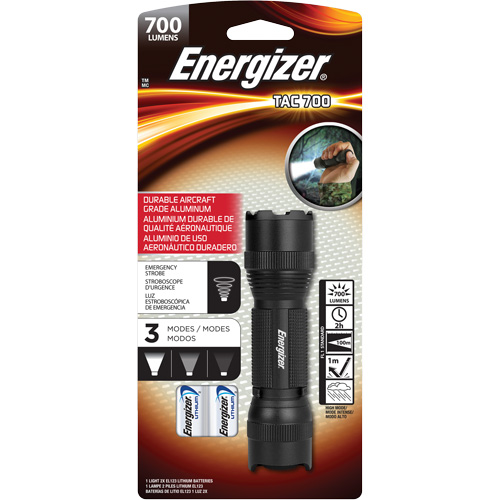 TAC 700 Flashlight, LED, 700 Lumens, CR123 Batteries R.M.G. Prévention