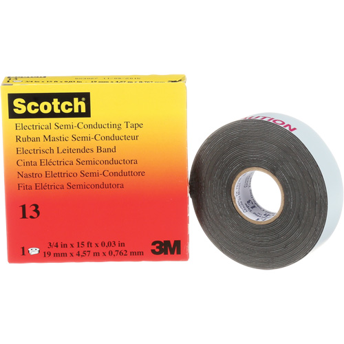 Ruban isolant semi-conducteur Scotch, 19 mm (3/4") x 4,6 m (15'), Noir, 30 mils R.M.G. Prévention