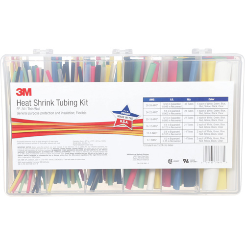 Tube thermor&eacute;tractable, Paroi mince, 6", 0,5" (1,27cm) - 0,0938" (0,24cm) R.M.G. Prévention