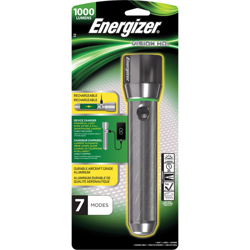 Lampe de poche Vision HD Focus, DEL, 1000 lumens, Piles Rechargeable R.M.G. Prévention