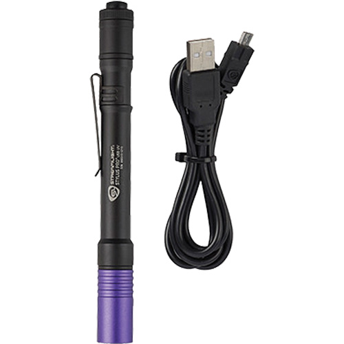 Lampe stylo UV avec port de recharge micro USB Stylus Pro, DEL, Corps en Aluminium, piles Rechargeable, Compris R.M.G. Prévention