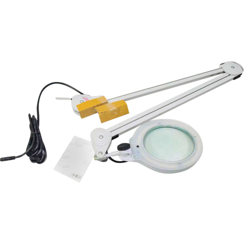 Lampe grossissante, Dioptrie 3, Ampoule DEL, Bras de 45", Pinces serre-joints, Gris R.M.G. Prévention