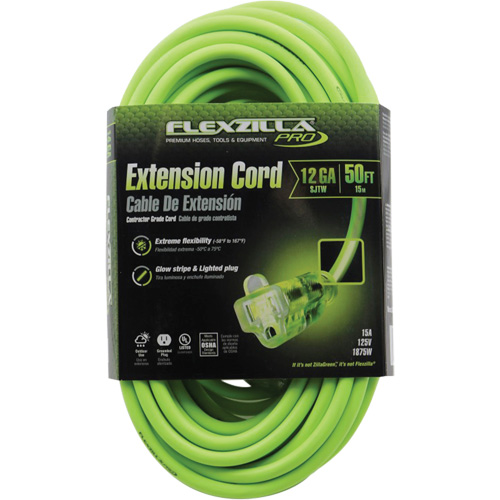 Cordon rallonge industriel Flexzilla Pro, Toutes saisons, SJTW, AWG 12/3, 15 A, 50' R.M.G. Prévention
