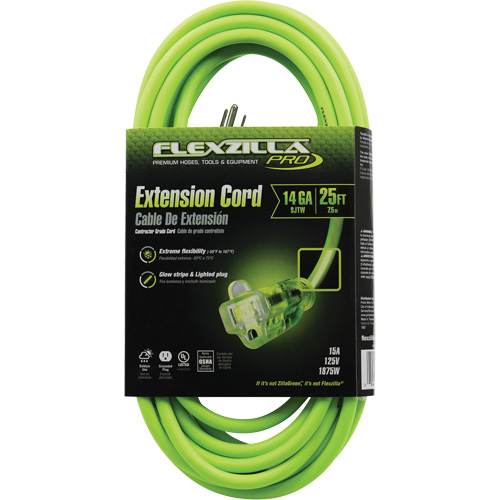Cordon rallonge industriel Flexzilla Pro, Toutes saisons, SJTW, AWG 14/3, 15 A, 25' R.M.G. Prévention