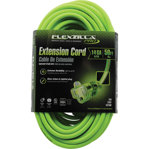 Cordon rallonge industriel Flexzilla Pro, Toutes saisons, SJTW, AWG 14/3, 15 A, 50' R.M.G. Prévention