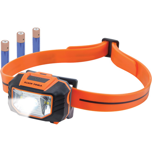 Headlamp with Silicone Hardhat Strap, LED, AAA Batteries, Plastic R.M.G. Prévention