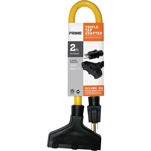 Fiche &agrave; trois prises, Ext&eacute;rieur, STW, AWG 12/3, 15 A, 3 prise(s), 2' R.M.G. Prévention