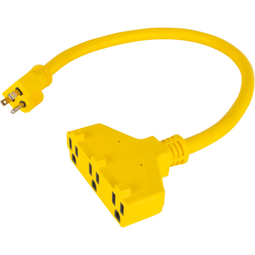 Adaptateur de rallonge d'alimentation, Ext&eacute;rieur, STOW, AWG 12/3, 15 A, 3 prise(s), 2' R.M.G. Prévention