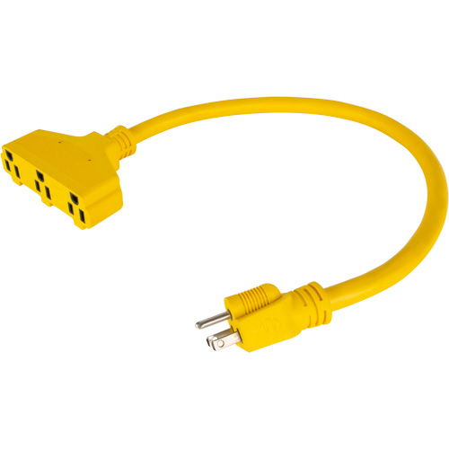 Adaptateur de rallonge d'alimentation, Ext&eacute;rieur, STOW, AWG 12/3, 15 A, 3 prise(s), 2' R.M.G. Prévention