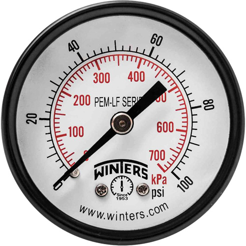 Economy Pressure Gauge, 2" , 0 - 100 psi, Back Mount, Analogue R.M.G. Prévention