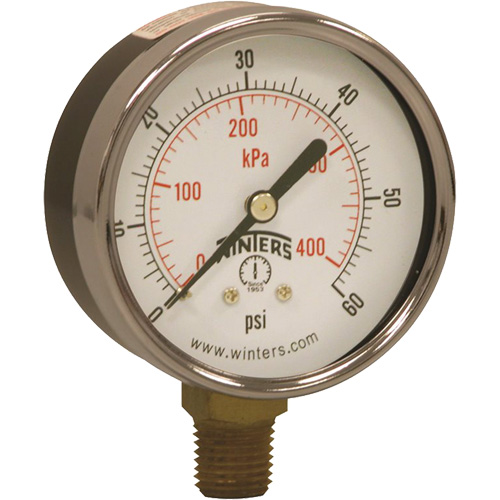 Economy Pressure Gauge, 2-1/2" , 0 - 60 psi, Bottom Mount, Analogue R.M.G. Prévention
