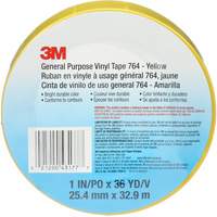 Ruban en vinyle pour travaux g&eacute;n&eacute;raux 764, 25,4 mm (1") la x 32,9 m (108') lo, 5 mils, Jaune R.M.G. Prévention