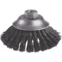 Brosses-boisseau &agrave; fils nou&eacute;s - Brosse-boisseau &eacute;vas&eacute;e, Dia. 6", Fils 0,02", Arbre 5/8"-11, Acier R.M.G. Prévention