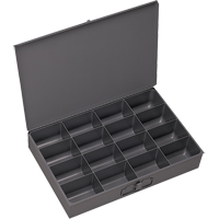 Compartment Scoop Boxes, Steel, 16 Slots, 13-3/8" W x 9-1/4" D x 2" H, Grey R.M.G. Prévention