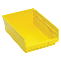 Shelf Bins, 8-3/8" W x 4" H x 11-5/8" D, Yellow, 30 lbs. Capacity R.M.G. Prévention