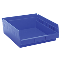 Shelf Bins, 11-1/8" W x 4" H x 11-5/8" D, Blue, 30 lbs. Capacity R.M.G. Prévention