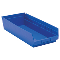 Bacs de rangement pour tablettes, 8-3/8" la x 4" H x 17-7/8" p, Bleu, Capacit&eacute; 40 lb R.M.G. Prévention