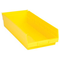 Bacs de rangement pour tablettes, 8-3/8" la x 4" H x 17-7/8" p, Jaune, Capacit&eacute; 40 lb R.M.G. Prévention