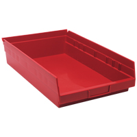 Bacs de rangement pour tablettes, 11-1/8" la x 4" H x 17-7/8" p, Rouge, Capacit&eacute; 40 lb R.M.G. Prévention