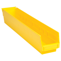 Bacs de rangement pour tablettes, 4-1/8" la x 4" H x 23-5/8" p, Jaune, Capacit&eacute; 50 lb R.M.G. Prévention