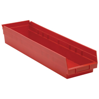 Shelf Bins, 6-5/8" W x 4" H x 23-5/8" D, Red, 50 lbs. Capacity R.M.G. Prévention