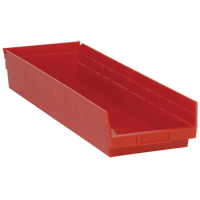 Shelf Bins, 8-3/8" W x 4" H x 23-5/8" D, Red, 50 lbs. Capacity R.M.G. Prévention