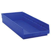 Bacs de rangement pour tablettes, 11-1/8" la x 4" H x 23-5/8" p, Bleu, Capacit&eacute; 50 lb R.M.G. Prévention