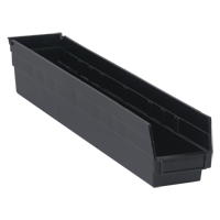 Economy Shelf Bin, 4-1/8" W x 4" H x 23-5/8" D, Black R.M.G. Prévention
