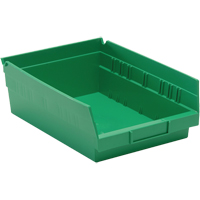 Shelf Bins, 8-3/8" W x 4" H x 11-5/8" D, Green, 30 lbs. Capacity R.M.G. Prévention